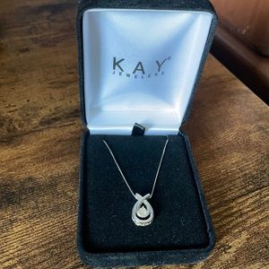 Kay Jewelers 10k white gold necklace w diamond